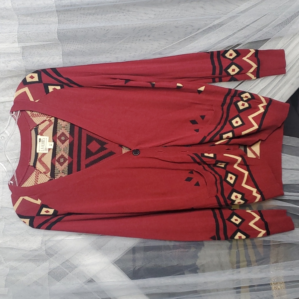 LA Hearts Button-up Knit Cardigan MED Burgundy